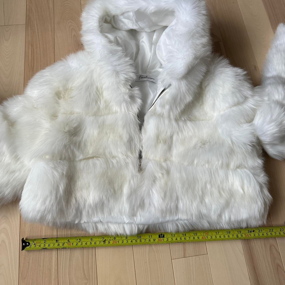 Faux Fur Cropped Hooded Jacket – Soft White, Luxe Look - Picture 8 of 8